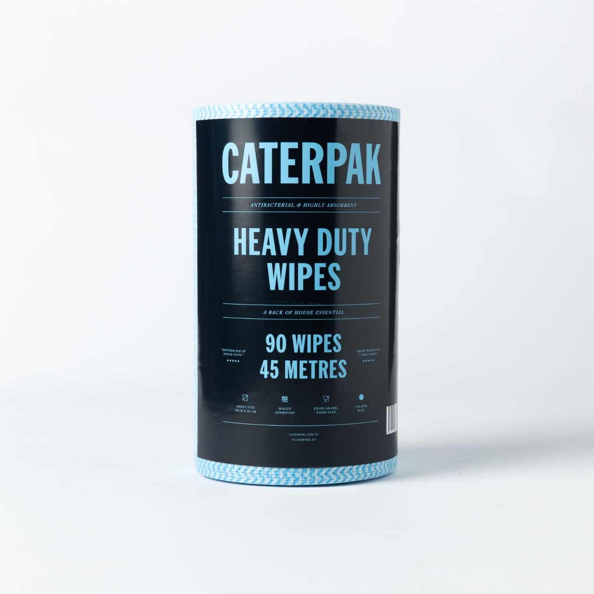 Caterpak heavy duty wipes in blue, carton of 6